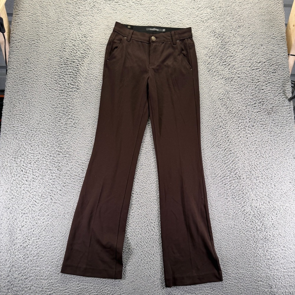 One 5 One Premier Ponte Pant Womens 4‎ Brown Rayon Dress Business Career Stretch